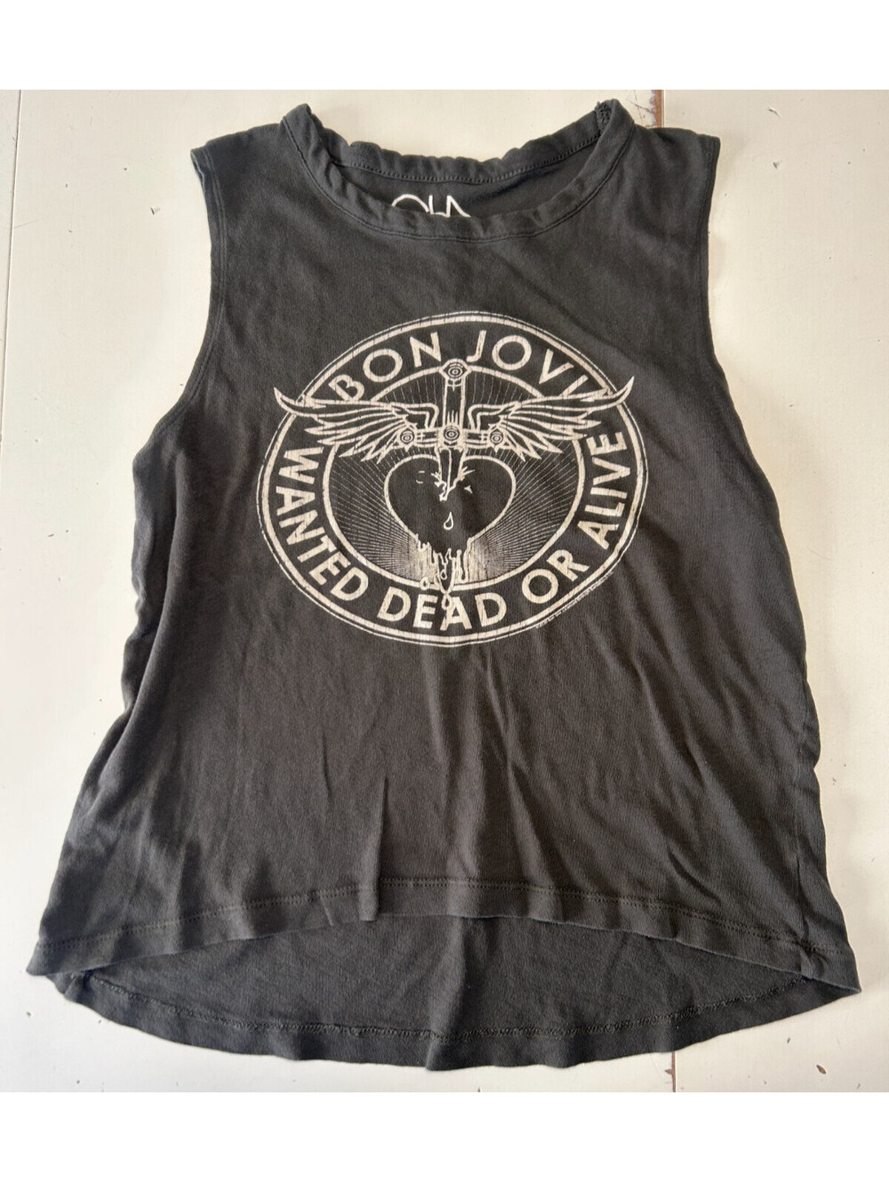 Chaser Tank Top Women's Small Gray Bon Jovi Wanted Dead or Alive